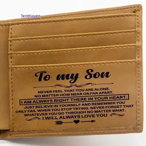 Custom Leather Front Pocket Wallet Ultra Slim RFID Simple Credit Card Wallet for Men Bi-Fold Design Personalized Gift for Dad to Son Engraved Wallet for Son from Parents