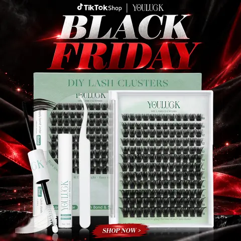 YOULUCK Enchantress Cluster Lashes Kit for Adults - Cosmetic Eyelash Extensions Set with Waterproof Ultra-Thin Band Glue, Remover, Tweezer, Lightweight Fluffy Dramatic Long-Lasting Lashes for Beginners,familyfun