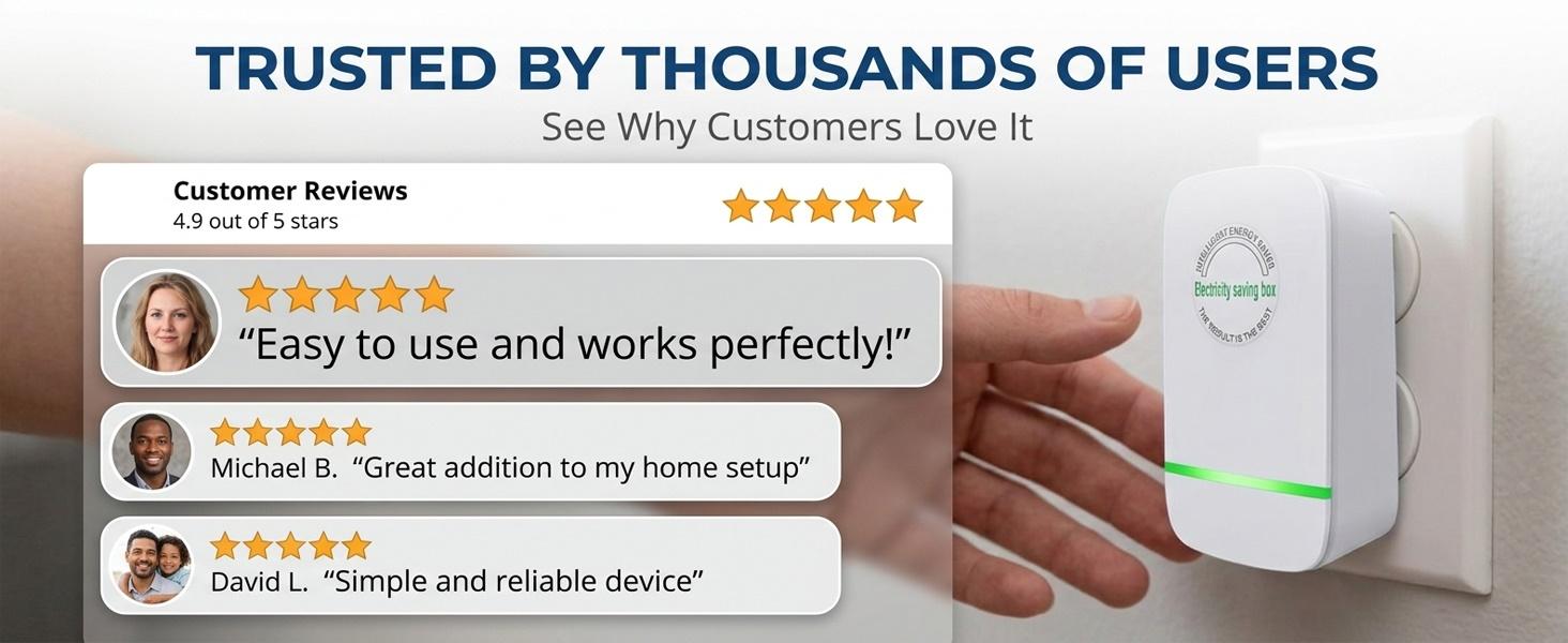 2026 New Upgraded US Plug Power Saving Box, 90-250V Wide Voltage Smart Energy Saver, Compact Portable Plug-In Adapter for Home, Office and Travel