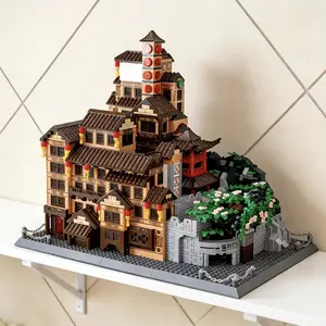 Famous Landscape Building Blocks, Hongya Cave Handmade Construction Toy, Abs Material, Mixed Color Puzzle Set, Educational Playset, Model Building Blocks