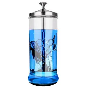 33oz Glass Nail Tool Disinfectant Jar with Removable Basket – Professional Salon-Grade Sterilizer for Manicure & Barber Tools
