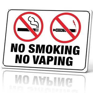 No Smoking No Vaping Metal Sign 12x8 In Aluminum, Vintage Warning Tin Sign for Home, Office, Restaurant, Business, Retro No Smoking/Vaping Wall Art, 12x8 Inch Aluminum Plaque