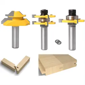 Lock Miter 45 Degree Joint Router Bits + 2Pcs Tongue and Groove Set [1/2-Inch Shank], 45° Lock Mitre Glue Joint Router Bit + Router Bit Set 3 Teeth T Shape, Wood Milling Cutter Woodworking Tool