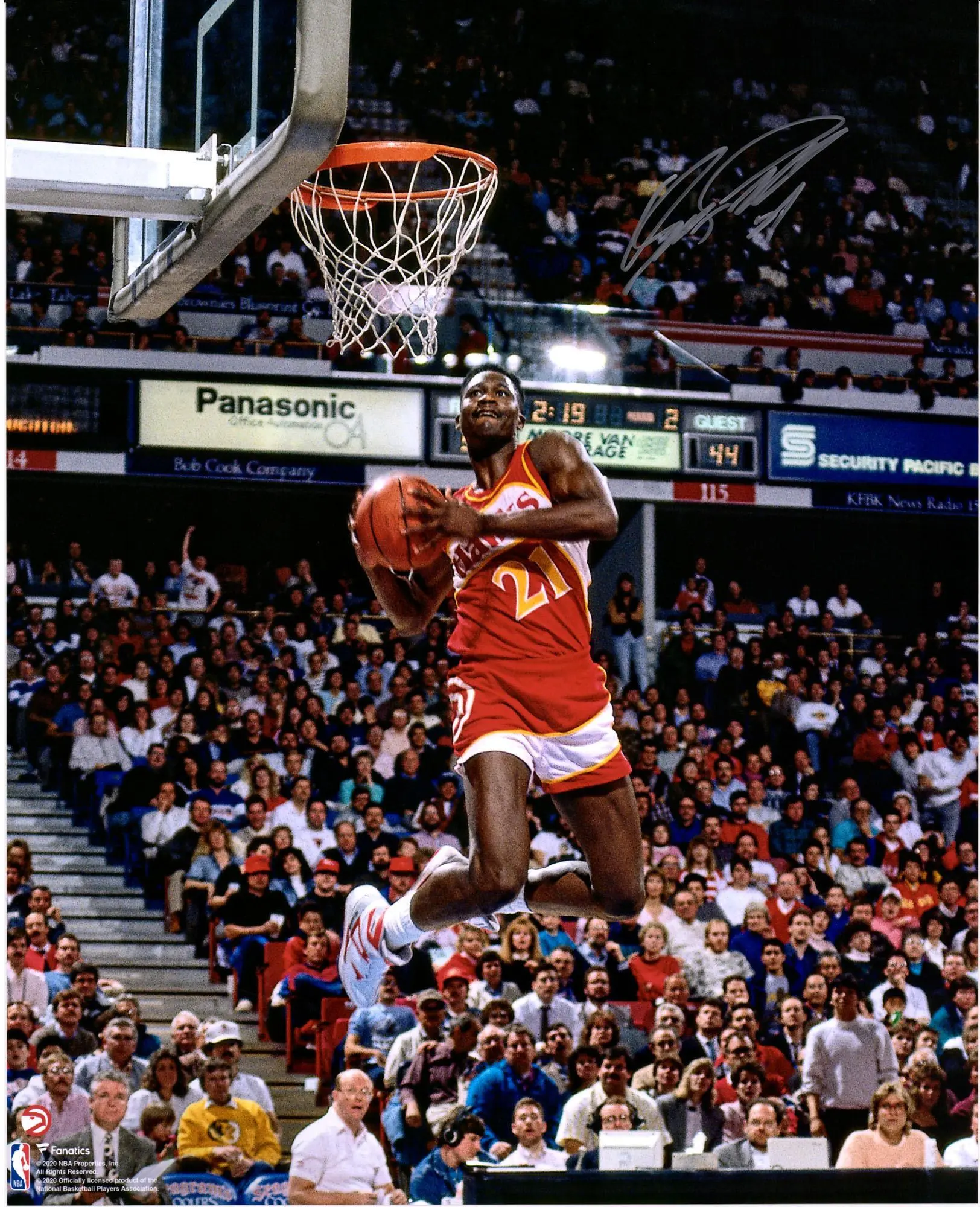 Dominique Wilkins Atlanta Hawks Autographed 16" x 20" 1988 Dunk Contest Two Hand Reverse Dunk Photograph - Fanatics Authentic Certified