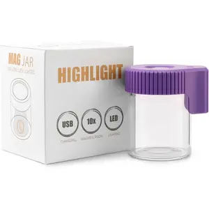 Light-Up LED Transparent Glass Air Tight Storage Jars Magnifying Viewing Jar ()