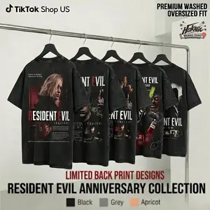[Collection] Resident Evil "Requiem" 9 T-Shirt Game Retro Vintage Oversized Tee – Y2K Unisex Acid Washed Graphic, Top Trendy Streetwear Horror Shirt For Movie Gamer Fans