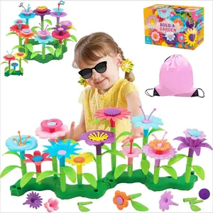 SQ-MTS003 46 PCS Flower Garden Building Toys for Girls, STEM Toy Gardening Pretend Play Set for Kids, Girls Favor Stacking Game for Toddlers, Preschooler Age 3 4 5 6 7 8 Year Old