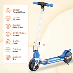 【Kids' Gifts】Electric Scooter for Kids, 12 MPH Speed, with Music, 5-9 Miles Range, 200W Motor,  Disc Brakes, UL Lithium Battery,  6.5-Inch Solid Tires Foldable Electric Scooter for Ages 6-14