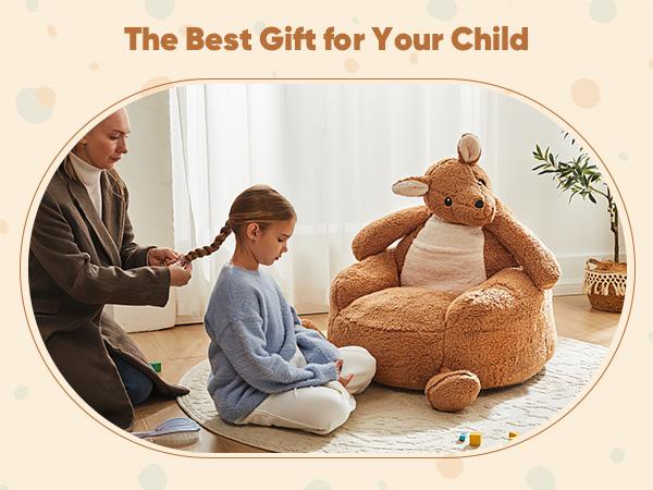 Kids Bean Bag Chair, Stuffed Toddler Couch with Faux Rabbit Fur Cover for Teens & Kids, Comfy Lazy Sofa Chair for Reader, Living Room, Bedroom, Aged 4-12 Years, 31 Inch, Kangaroo Brown Kids Bean Bag Chair, Stuffed Toddler Couch with Faux Rabbit Fur Cover for Teens & Kids, Comfy Lazy Sofa Chair for Reader, Living Room, Bedroom, Aged 4-12 Years, 31 Inch, Kangaroo Brown