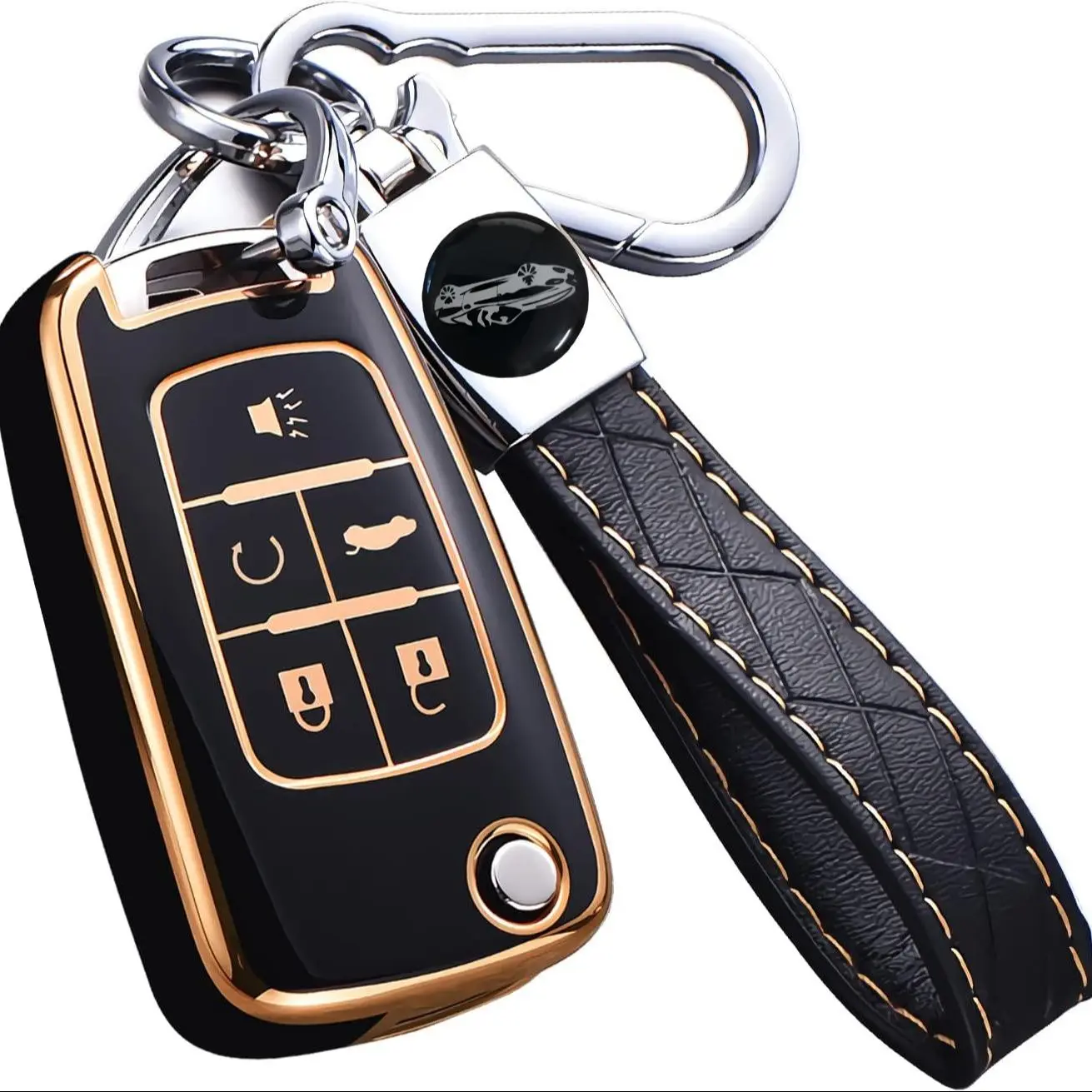Car Key Case, Car Key Protector with Keychain, Full Protective Key Case for Chevrolet Equinox Camaro Cruze Malibu Spark Sonic Traverse, Car Key Accessory, Key Fob Protector, Car Key Holder, Car Key Cover, Car Accessories