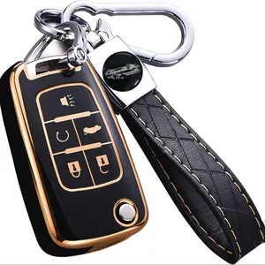 Car Key Case, Car Key Protector with Keychain, Full Protective Key Case for Chevrolet Equinox Camaro Cruze Malibu Spark Sonic Traverse, Car Key Accessory, Key Fob Protector, Car Key Holder