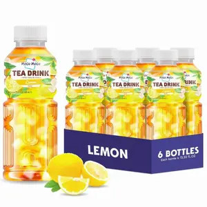 Mogu Mogu Lemon Iced Tea with Nata de Coco (Coconut Jelly) – Chewy Bubble Tea Alternative, Refreshing Drink, 6 Pack Bottles, 15.3 fl oz Each