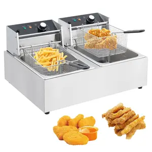【GARVEE】Electric Deep Fryers with Durable Stainless Steel Construction, Available in 6L, 10L, 12L, and Dual Tank Options, Featuring Timers, Temperature Control, Easy-Clean Design, Ideal for Home or Commercial Use (110V)