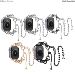 Stainless Steel Double Ring Bead Chain Watch Strap, Metal Replacement Band for Tech Accessories
