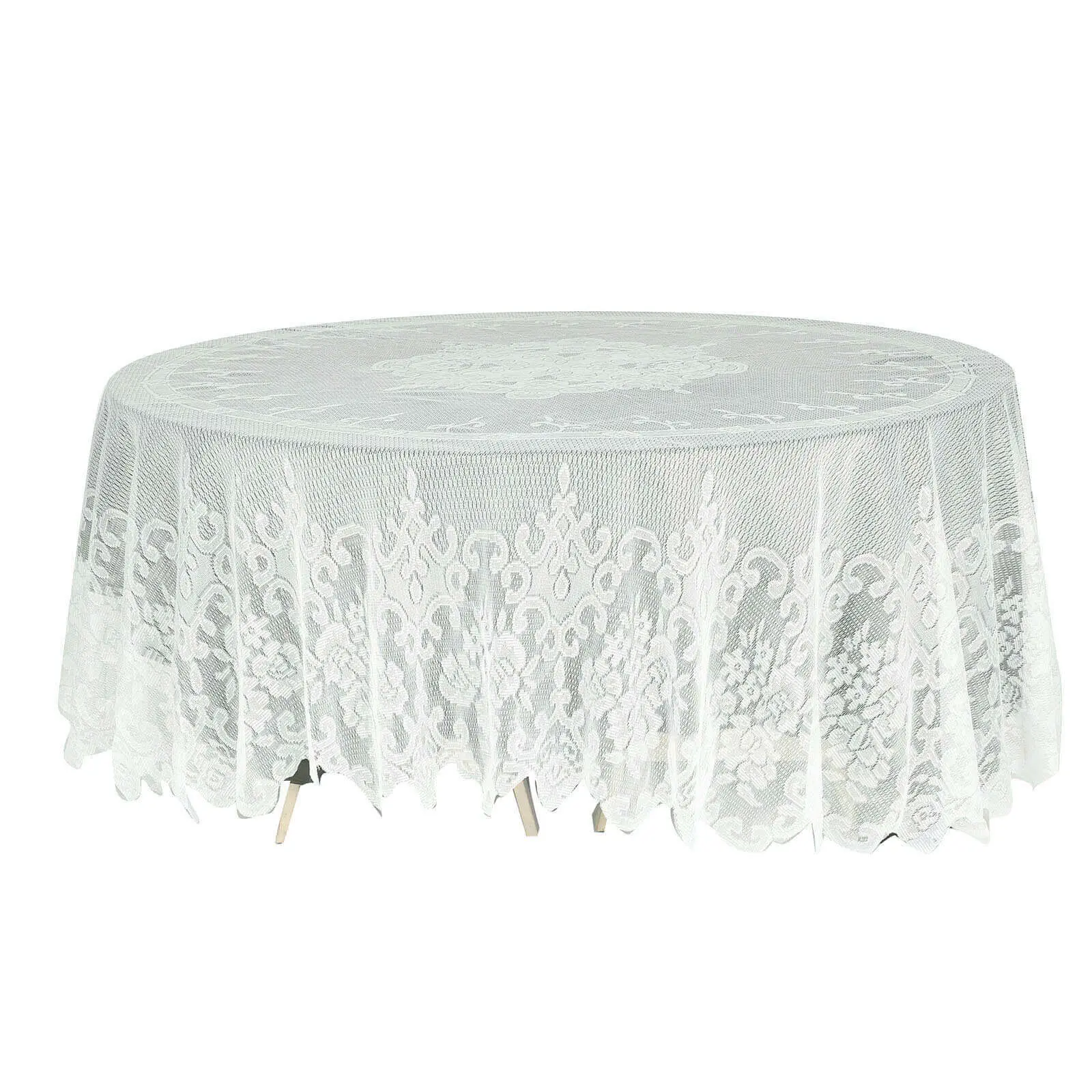 Ivory 108" Round Lace Tablecloth - Premium Classic Lace Weave, Protects Tables, for Formal Decor, Banquets, Weddings, Banquet, Event