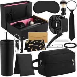 Tioncy 12 Pcs Father Gift Basket for Men Birthday Gift Set 16 oz Tumbler Bottle Opener Keychain PU Leather Wallet Tie Belt Bag Bracelet Eye Mask Thank You Present for Him Dad Husband Brother