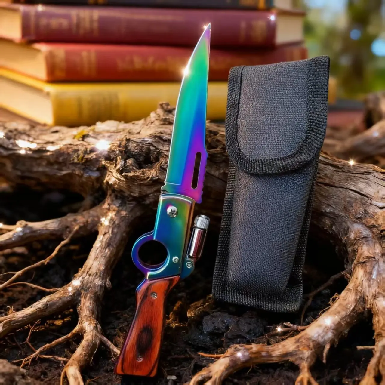 Compact Multi-Tool Cutlery Flashlight Knife - Quick Flip, Rotating Light, Safety Lock, Folding Design, Ideal for Bushcrafting, Hiking/Light Outdoor, Great Gift for Friends