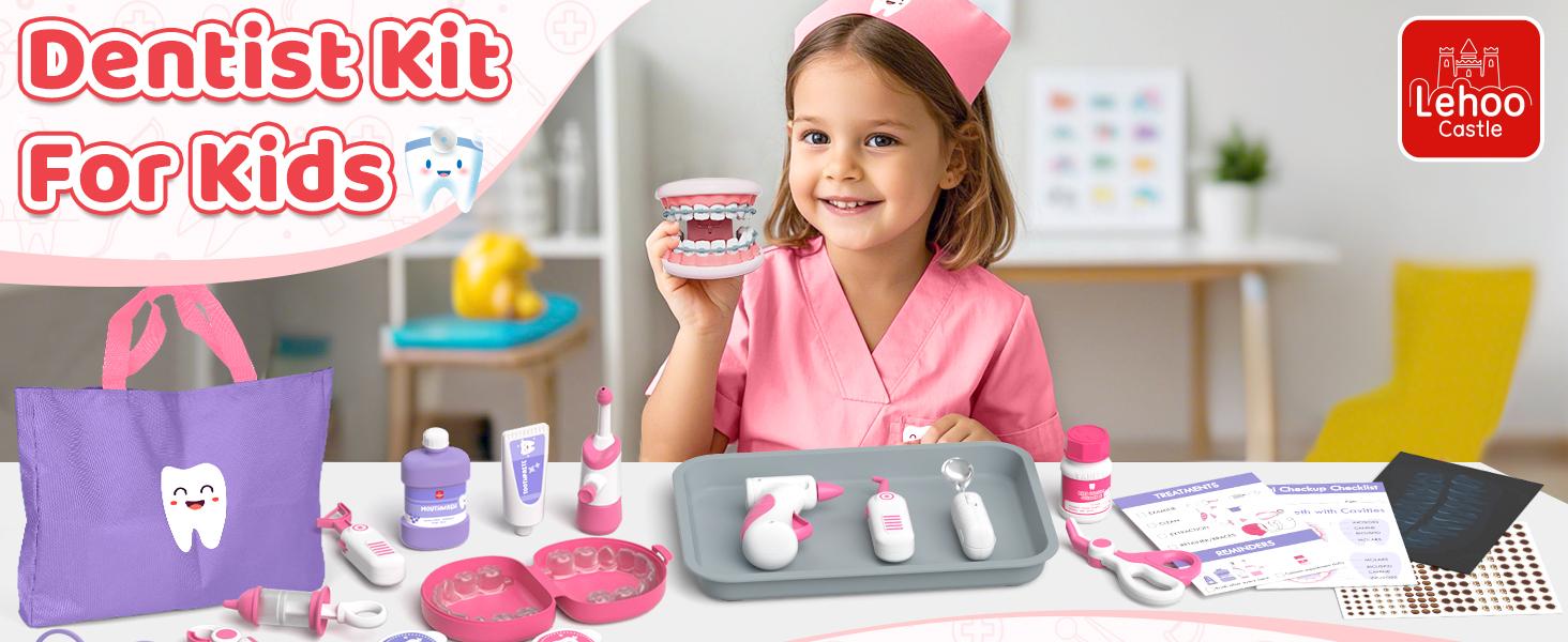 Dental Care Teaching Aids 31Pcs, Dentist Pretend Play Set for Girls, Helping Children Develop Habits of Dental Care, Safety ABS Material, Pay Attention to Teeth in Children's Growth, Avoiding Fear of Dentists, for Parent-Child Interaction, Gifts for Girls