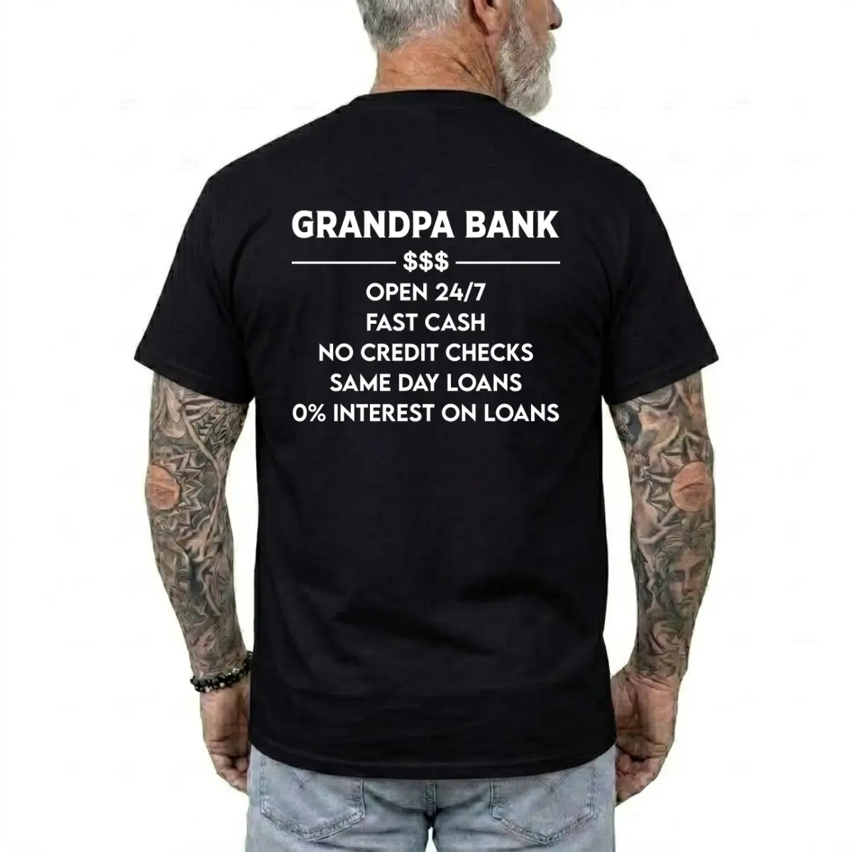 Grandpa Bank T-shirt, Funny Shirts, Humour Tee, Grandpa Gifts, Casual Menswear, Cotton Fabric