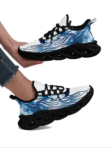 Women's Flame Design Trendy Casual Shoes, Lightweight Breathable Fashion Sneakers, Cool Trainers for Walking Gym Daily Wear, Plus Size