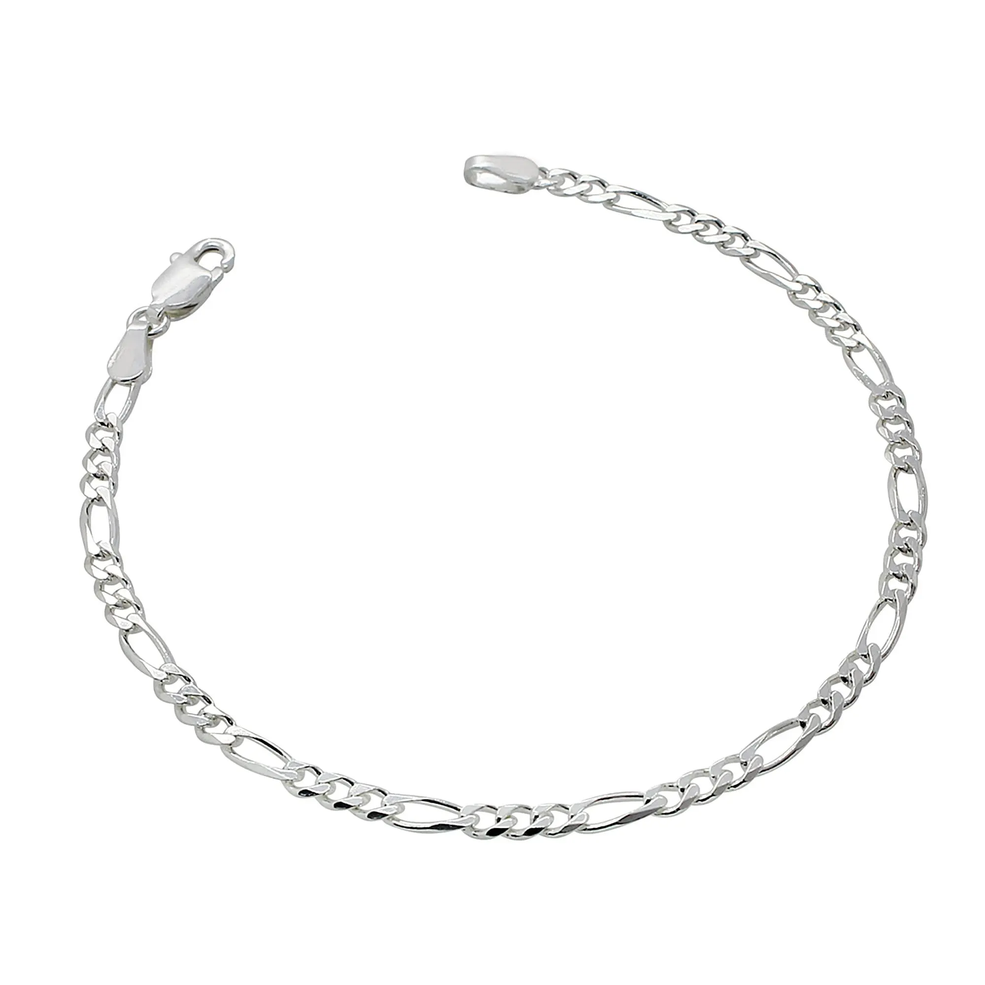 LeCalla Women's Classic 925 Sterling Silver Figaro Chain Anklet, Fine Jewelry Accessory