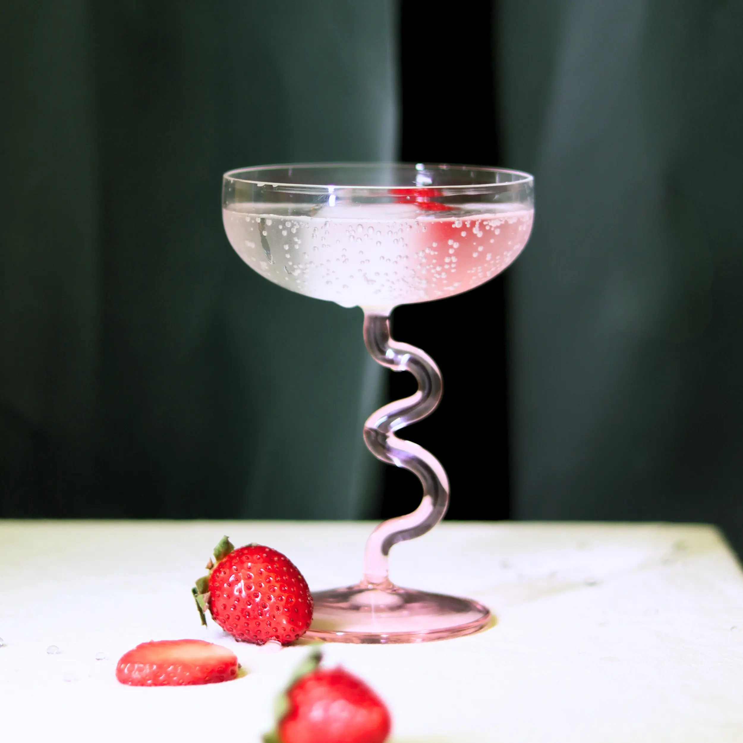Pink Swirl Cocktail Glasses | Handcrafted Borosilicate