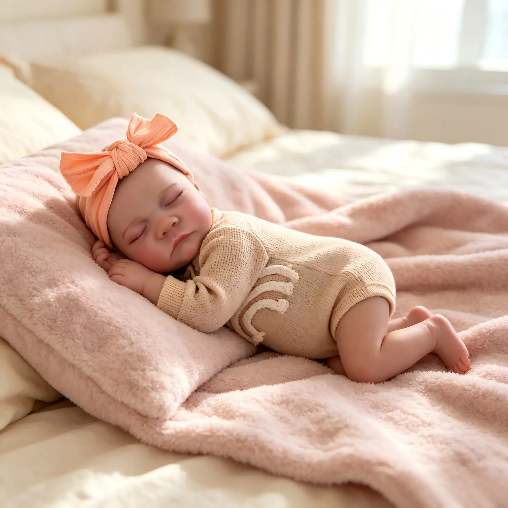18-in Reborn Baby Doll, Realistic Newborn with Soft Cloth Body, Vinyl Limbs, Cute Face & Removable Outfit, Sleeping Gift for Kids’ Birthdays & Holidays, Realistic Newborn Dolls