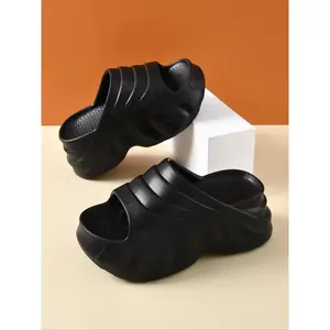 Women's Thick Sole Height Increasing Slippers, Casual Comfortable Non-slip Design Slides for Indoor Outdoor Wear, Stylish Slippers for Women, Girl