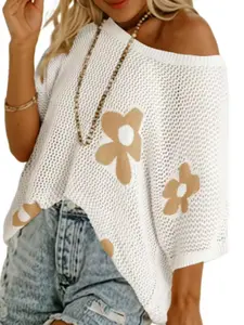 Dokotoo Plus Size Floral Fashion Summer Top, 2026 Short Sleeve Knit Sweater Swimsuit, Women's Stylish Clothing for Warm Weather