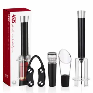 Air Pressure Pump Bottle Opener With Foil Cutter,Aerator Pourer,Vacuum Stopper(4PCS),Simple Cork Remover,Efficient Corkscrew Bottle Opener,Great For Wine Lovers,Perfect Wine Gift