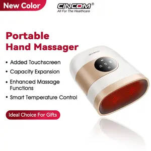 [Plus Model] CINCOM White Gold New Hand Massager, Rechargeable Finger Soother with Adjustable Comfort Settings, Soothing Warmth, User-Friendly Display—Perfect for Relaxation and an Ideal Gift for Loved Ones