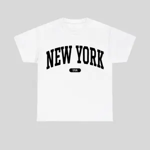 New York T-Shirt 1 Sides USA Collegiate Crewneck Summer Unisex Tshirt Fashion, Cotton Shirt, Womenswear Top