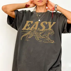 Easy Tiger Comfort Colors T-Shirt, Vintage Distressed Tiger Shirt, Oversized Retro Tiger Tee, Trendy Grunge Indie Boho Shirt, Graphic Tee