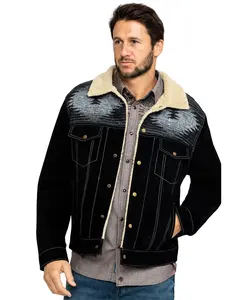 Scully Men's Men'S Boar Suede Southwestern Yolk Jean Jacket - 1015-19-Blk