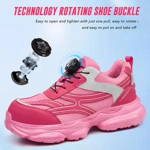 2026 New Women’s Safety Shoes: Pink steel toe—impact resistant and puncture-resistant; lightweight, breathable, non-slip, wear-resistant; work shoes for construction sites and outdoor tasks; dial closure, no laces needed; stylish and lightweight; comforta