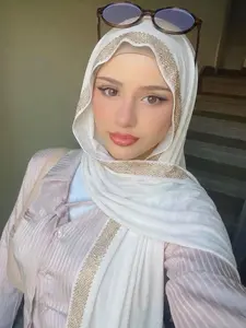 Women's Soft Plain Color Headscarf, Diamond Embellished Design, Breathable Fabric, Comfortable Jersey Material, Suitable for Various Occasions, Hijabs