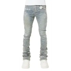Guapi vintage blue distressed cross denim