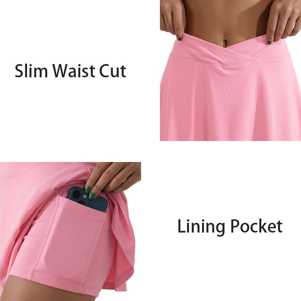 CQQNBV 2 Pack High Waisted Tennis Skirt with Shorts for Women, Athletic Skort with Pockets, Tummy Control Workout Running Golf Skirt, Casual Summer Activewear