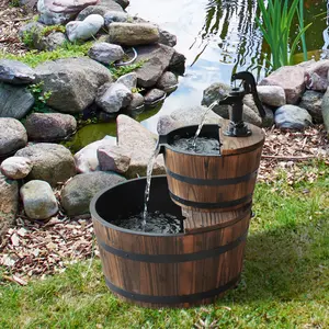 2-Tier Rustic Barrel Water Fountain