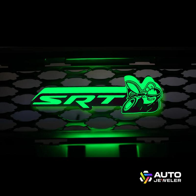 Dodge SRT Scat Bee LED Grille Emblem — RGB Flow-Series, Frosted Lens, App + Remote (Dual Control)