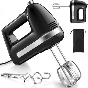 Electric Hand Mixer,  300W Hand Mixer Electric Handheld with 304 Beaters, Dough Hook,Hand Held Mixer with Turbo for Baking Cakes, Eggs, Cream (Black)