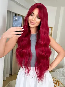 28 Inch Long Curly Hair Wigs for Women, Gorgeous Fluffy Wigs with Blunt Bangs Full Machine Wigs for Party, Daily Use