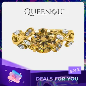 【729】"Springtime Symphony" Yellow Colour Plated 2 Carat Synthetic Moissanite Vine Ring