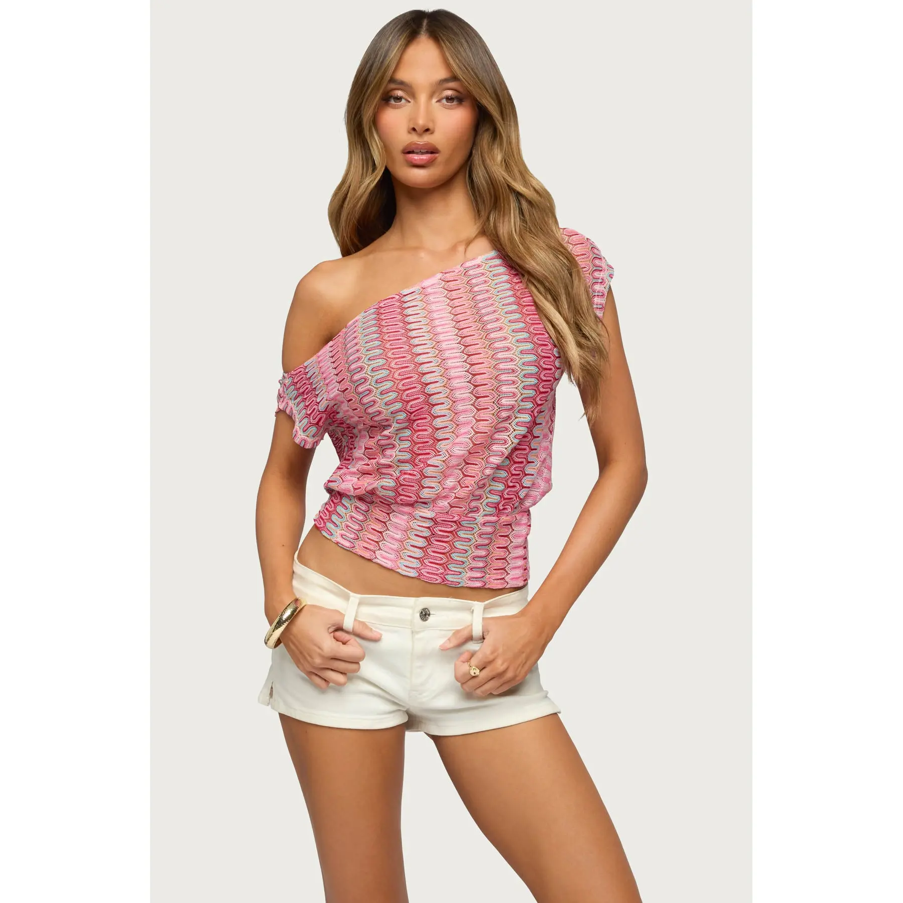 Taniya Off Shoulder Zigzag Knit Top - TikTok Shop