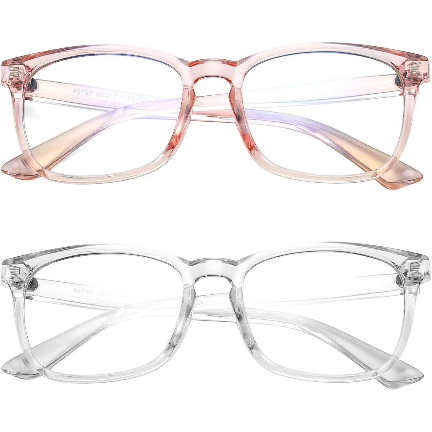 H-17 Junior Child-Sized Plastic Blue Light Blocking Glasses for Boys & Girls - 48mm Lens, 127mm Arm Length, Reduce Screen Eye Strain, Casual Kids' Fashion Accessories, Home & Gaming Use