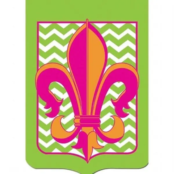 Jozie B 550 Green Chevron Fleur De Lis Large Flag, Home & Festive Party Banners, Ideal Gift for Decorations