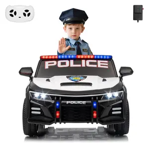 GARVEE Police Ride-On Car with Remote Control Featuring Alert Tones, Megaphone, Flashing Lights, Music, and Spring Suspension for Exciting Playtime Adventures
