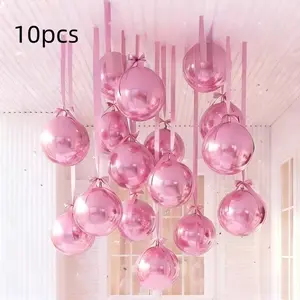 10-Piece Round Aluminum Foil Balloons Set, 4D Metal Balloon Kit (no Ribbons), Balloon Arch, Balloon Garland, Ceiling Christmas Decorations, New Year, Birthday, Wedding Party, Balloon Party Supplies