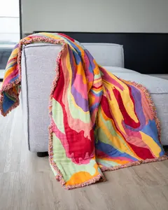 Bellows Abstract Organic Cotton Tapestry Throw Blanket