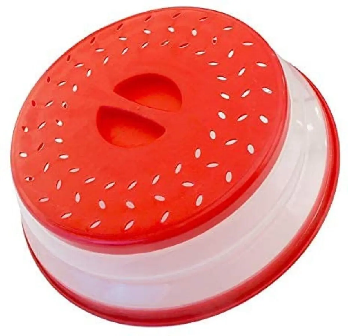 Microwave Food Cover Splatter Proof Vented & Collapsible With Easy Grip Hand - Colors Red Green & Gray - Pack Of 2 foodcover Kitchen Plastic